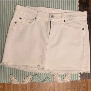 7 For All Mankind White Denim Mini Skirt